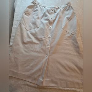 Vintage Koret White Button Front Skirt USA Made Women’s Size 16 Cotton Blend